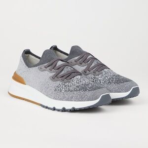 Brunello Cucinelli Knit Runners - Grey Low Top Sneakers - Men’s Size 43